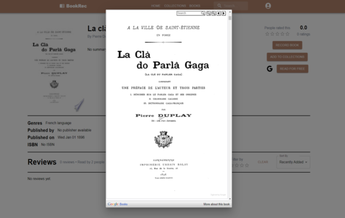 Book recommendation system's screen shot